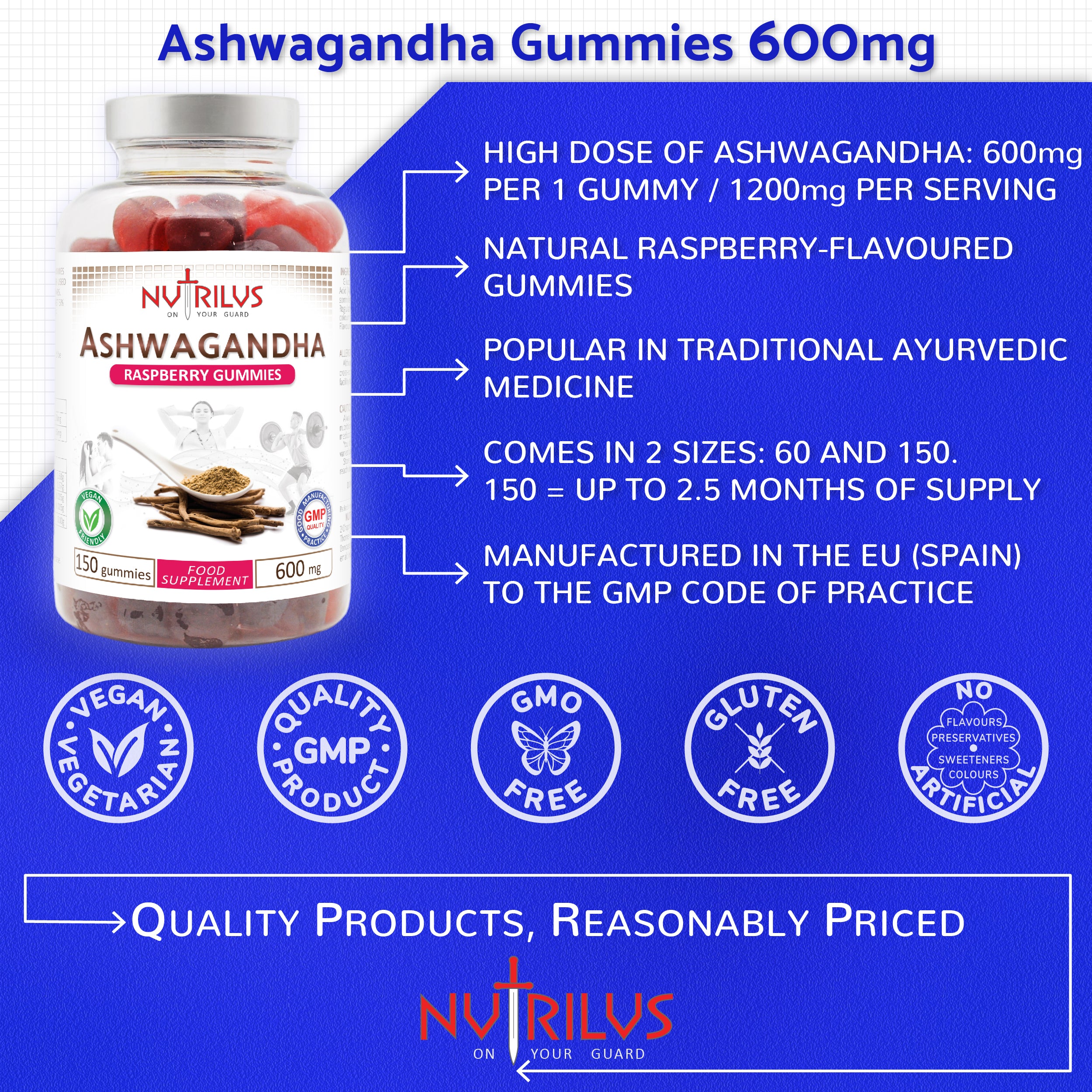 Ashwagandha Root Gummies 600mg 5% Withanolides