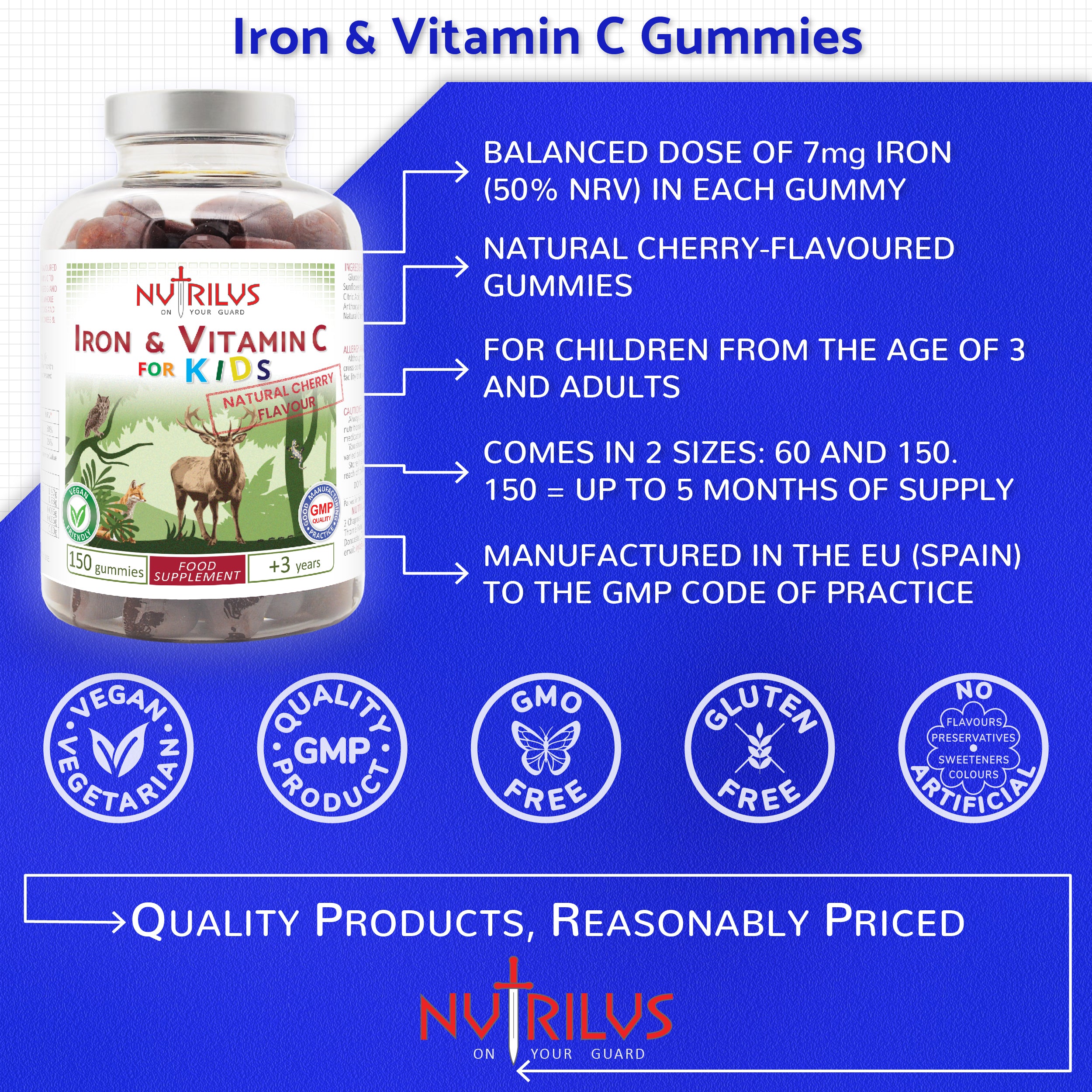 Iron & Vitamin C for Kids & Adults Gummies