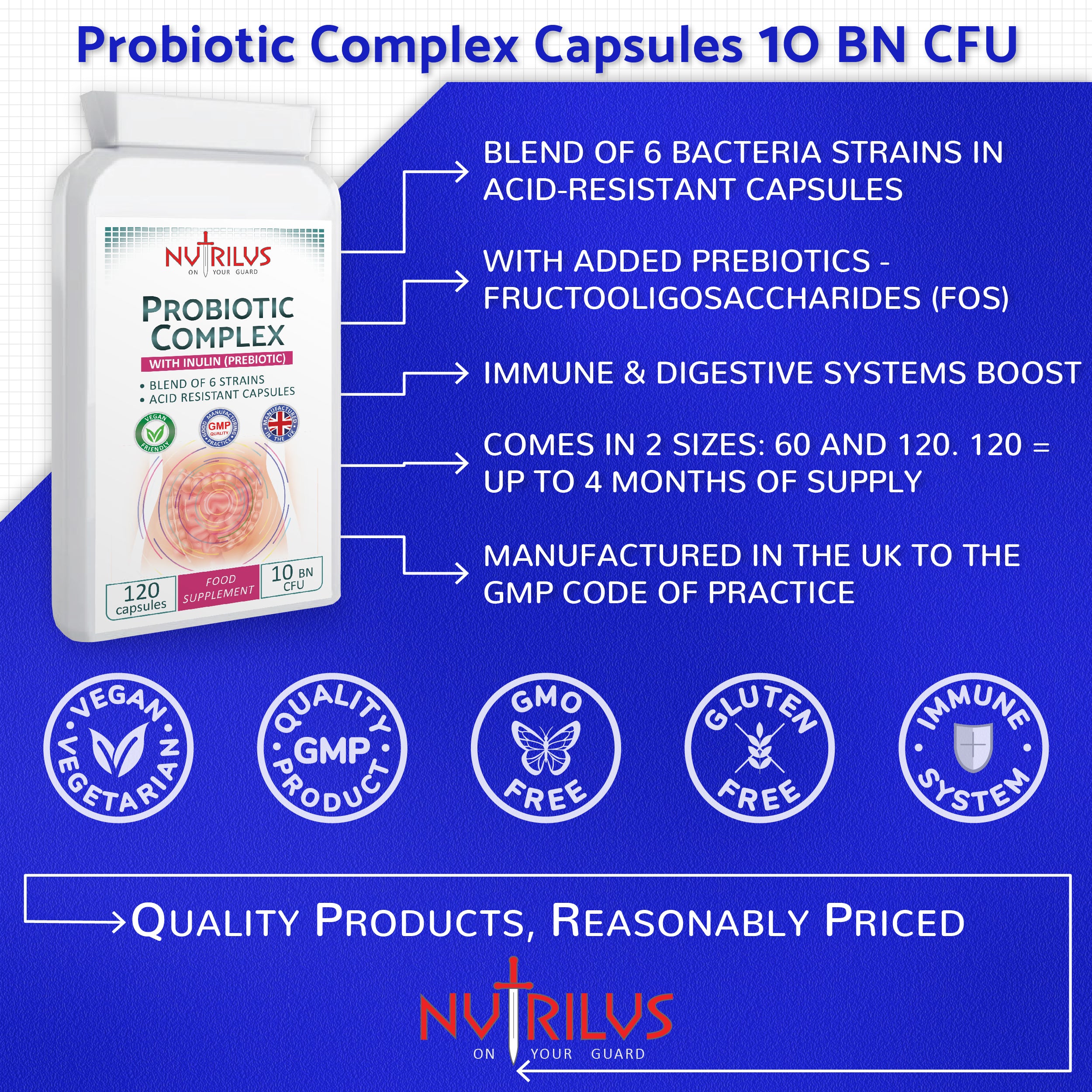 Probiotic Complex Capsules 10 Billion CFU