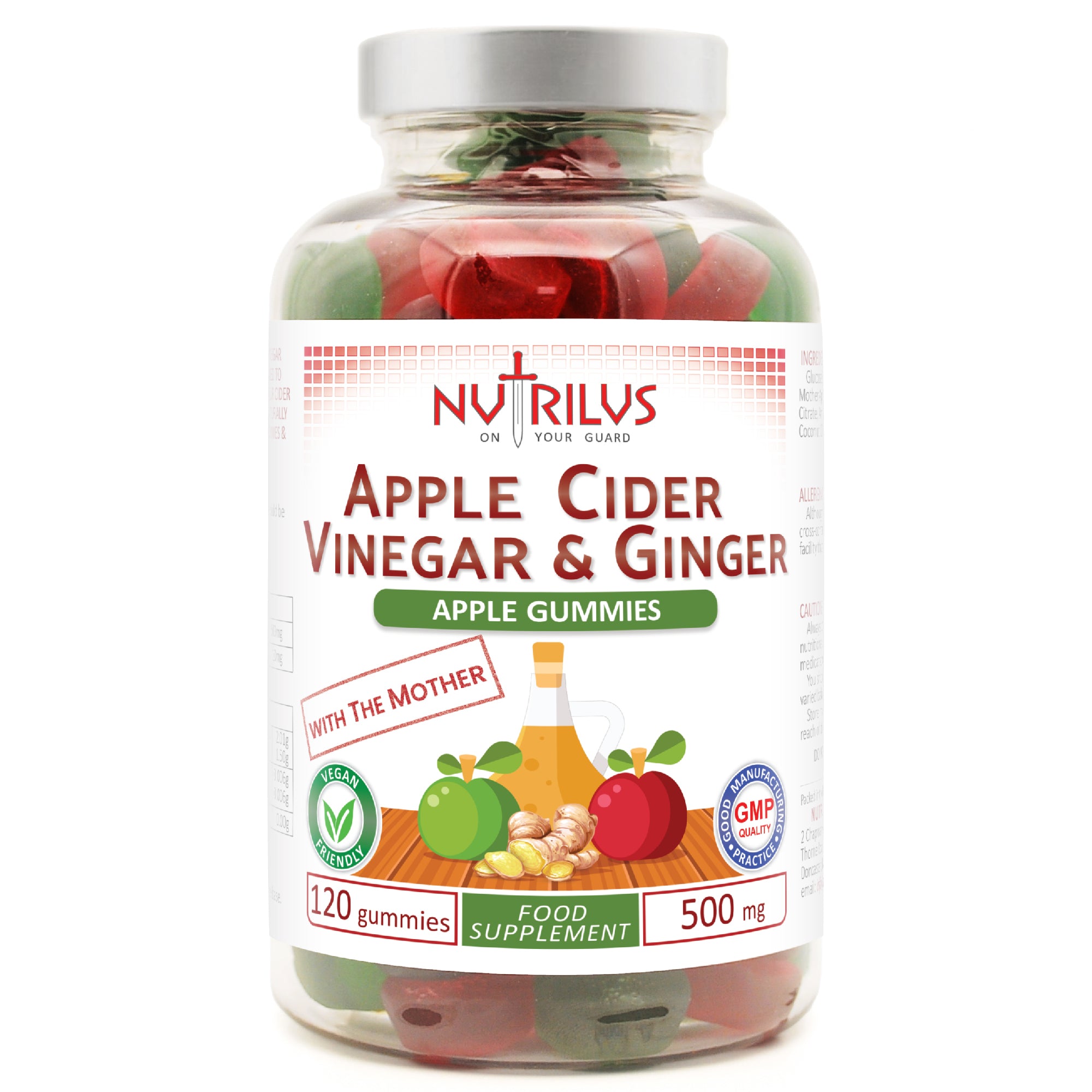 Apple Cider Vinegar & Ginger 60/120 Gummies 500mg - with "the Mother"