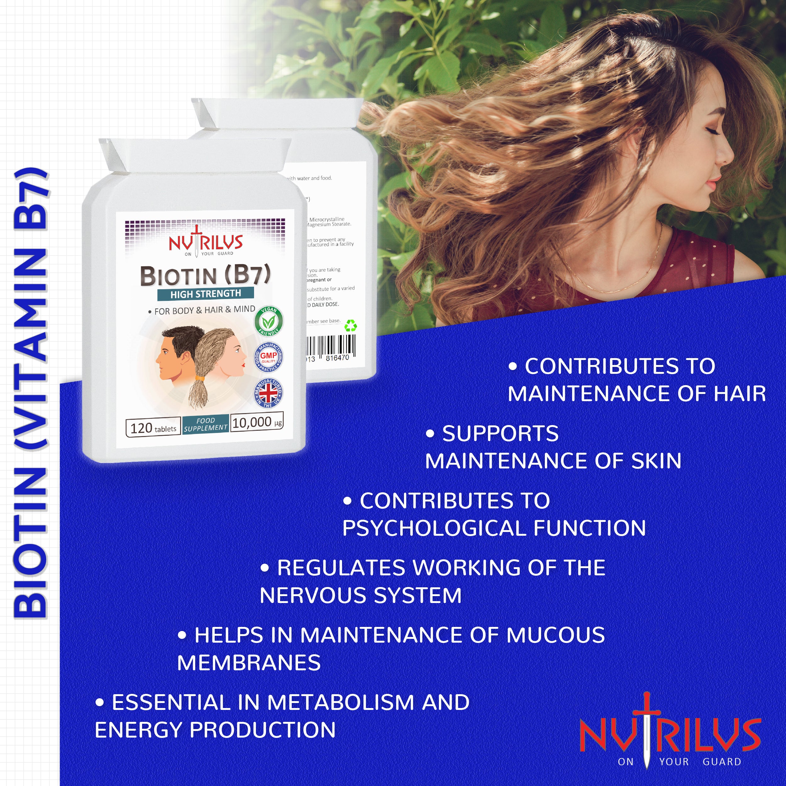 Biotin 120 Tablets High Strength 10,000µg