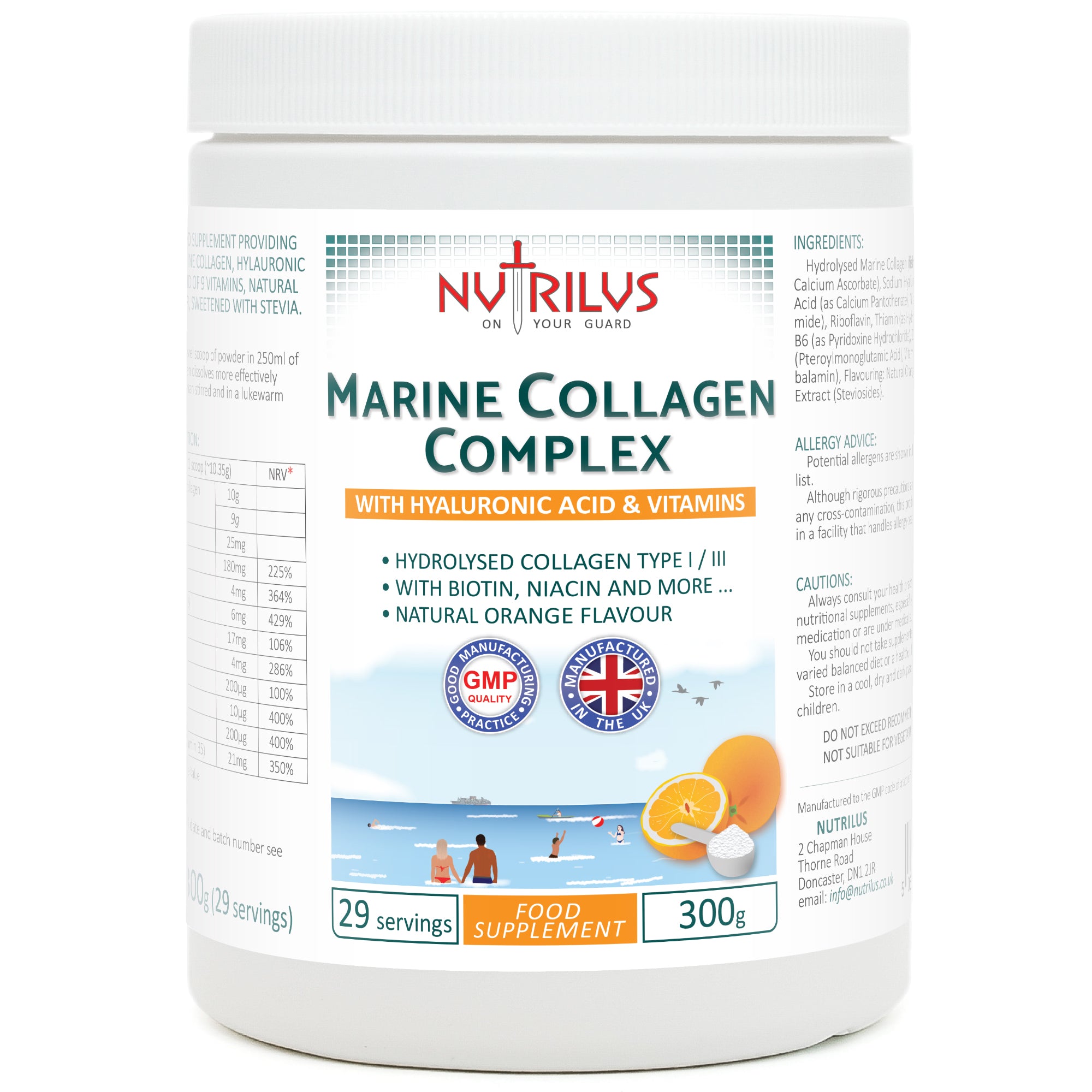 Marine Collagen Complex with Hyaluronic Acid & Vitamins 300g Powder