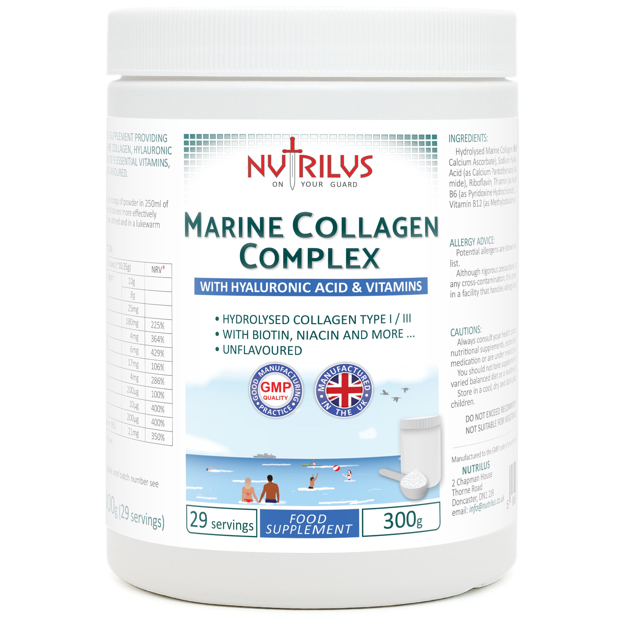 Marine Collagen Complex with Hyaluronic Acid & Vitamins 300g Powder