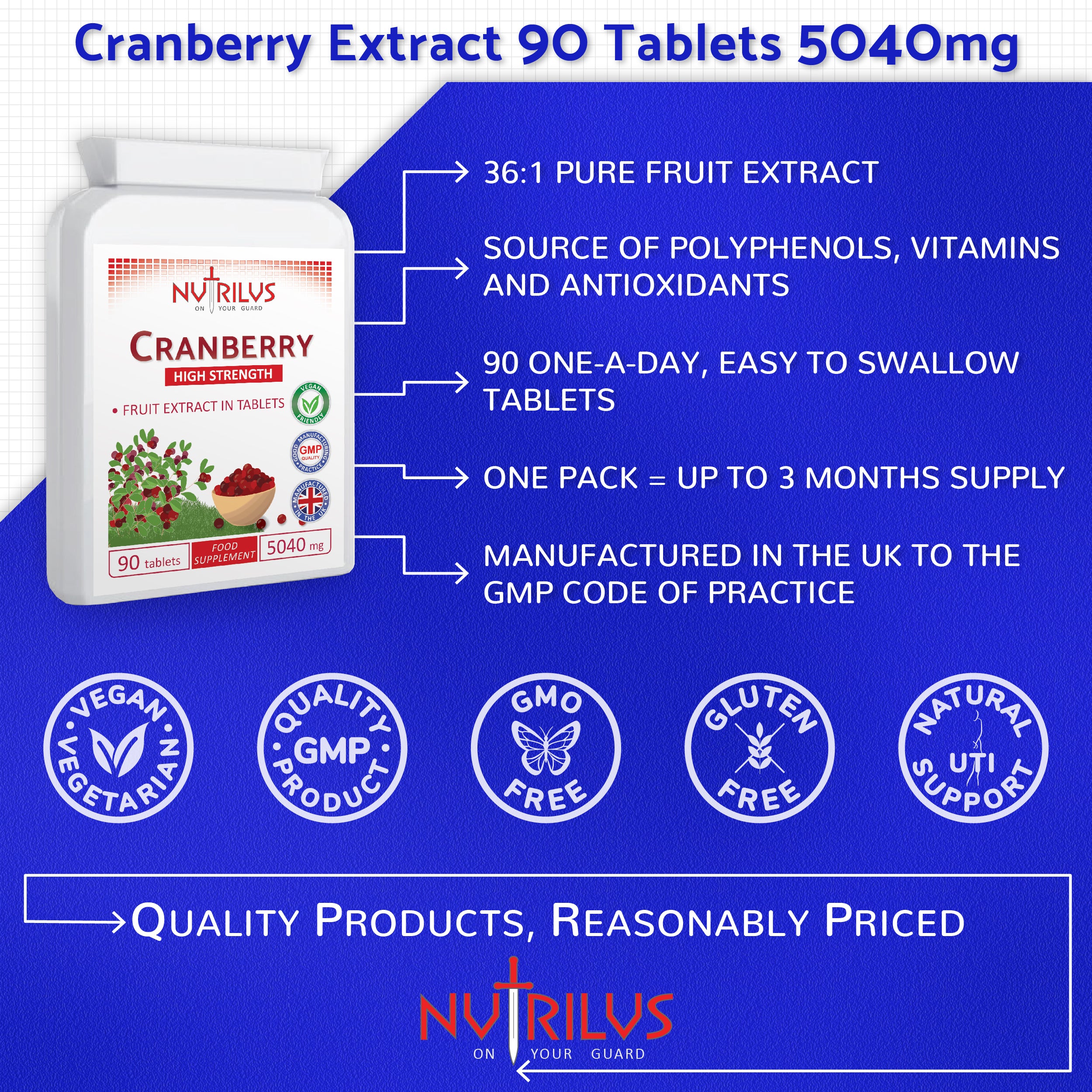 Cranberry Extract 90 Tablets 5040mg per Tablet