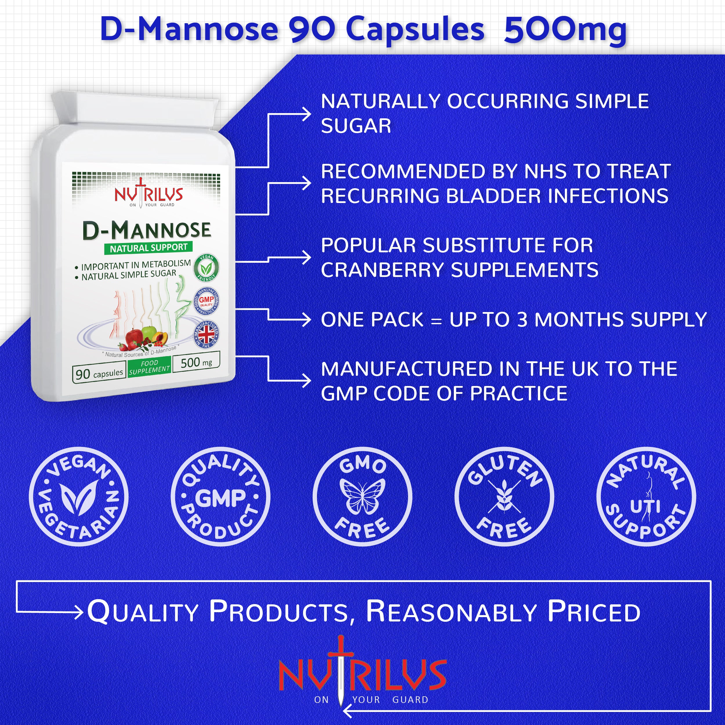 D-Mannose 90 Capsules 500mg