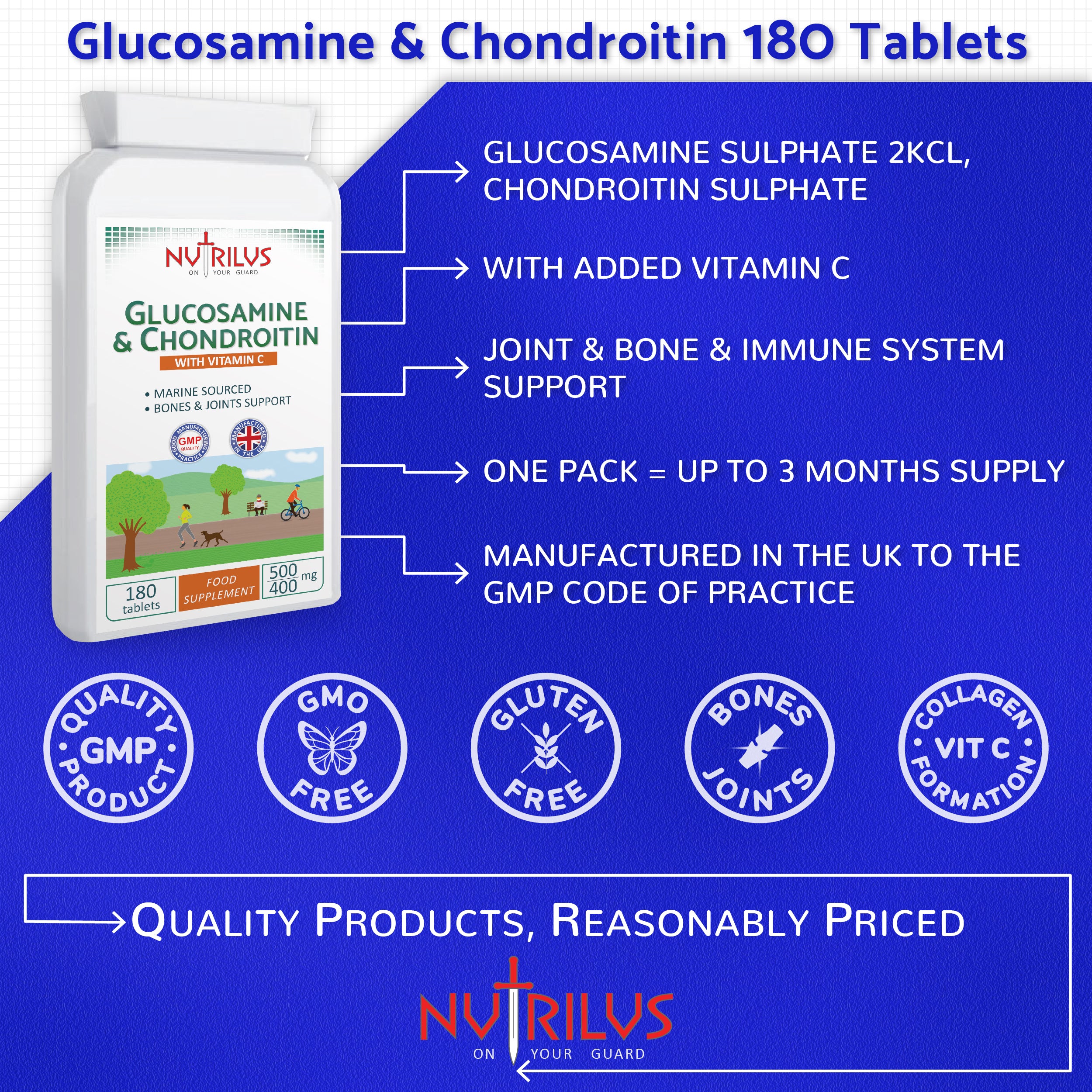 Glucosamine & Chondroitin 180 Tablets with Vitamin C