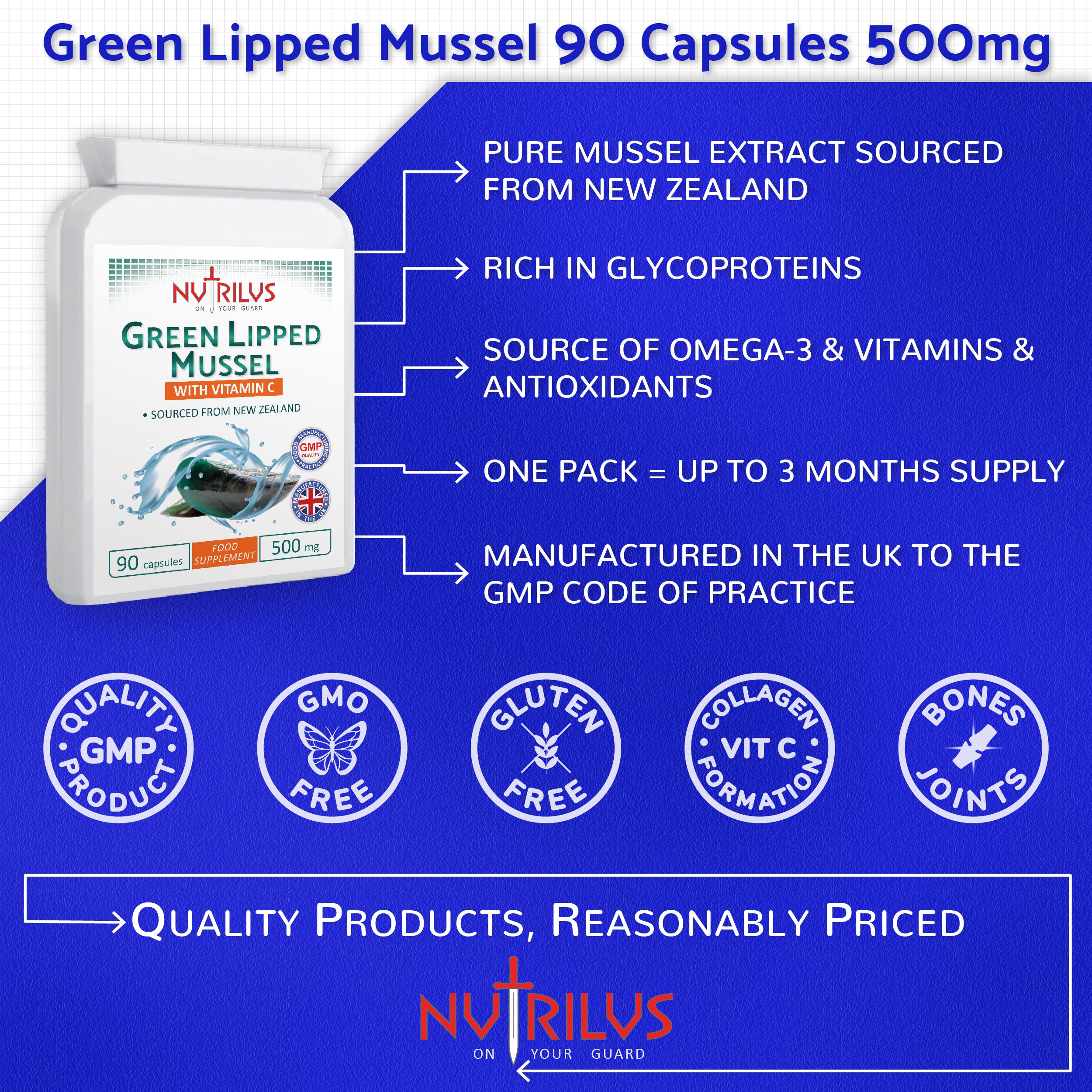 Green Lipped Mussel 90 Capsules 500mg