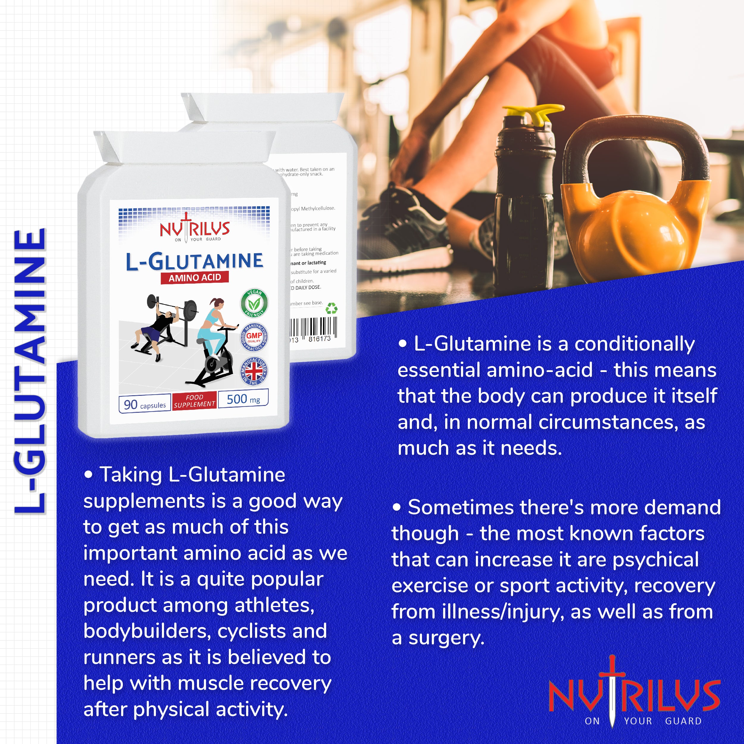 L-Glutamine 500mg 90 Capsules