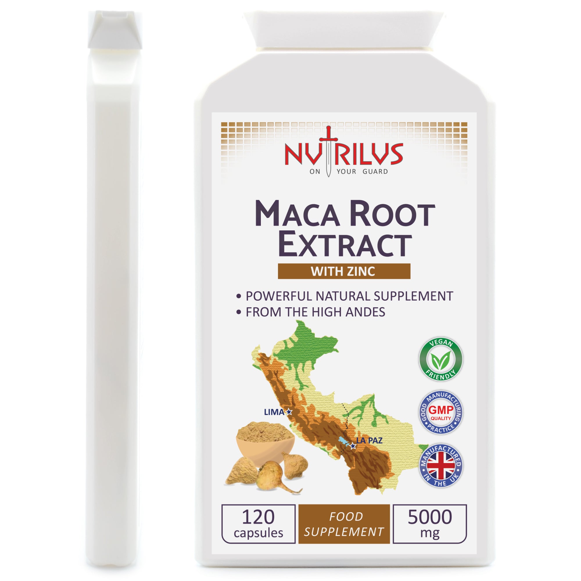 Maca Root Extract 120 Capsules 5000mg With Zinc