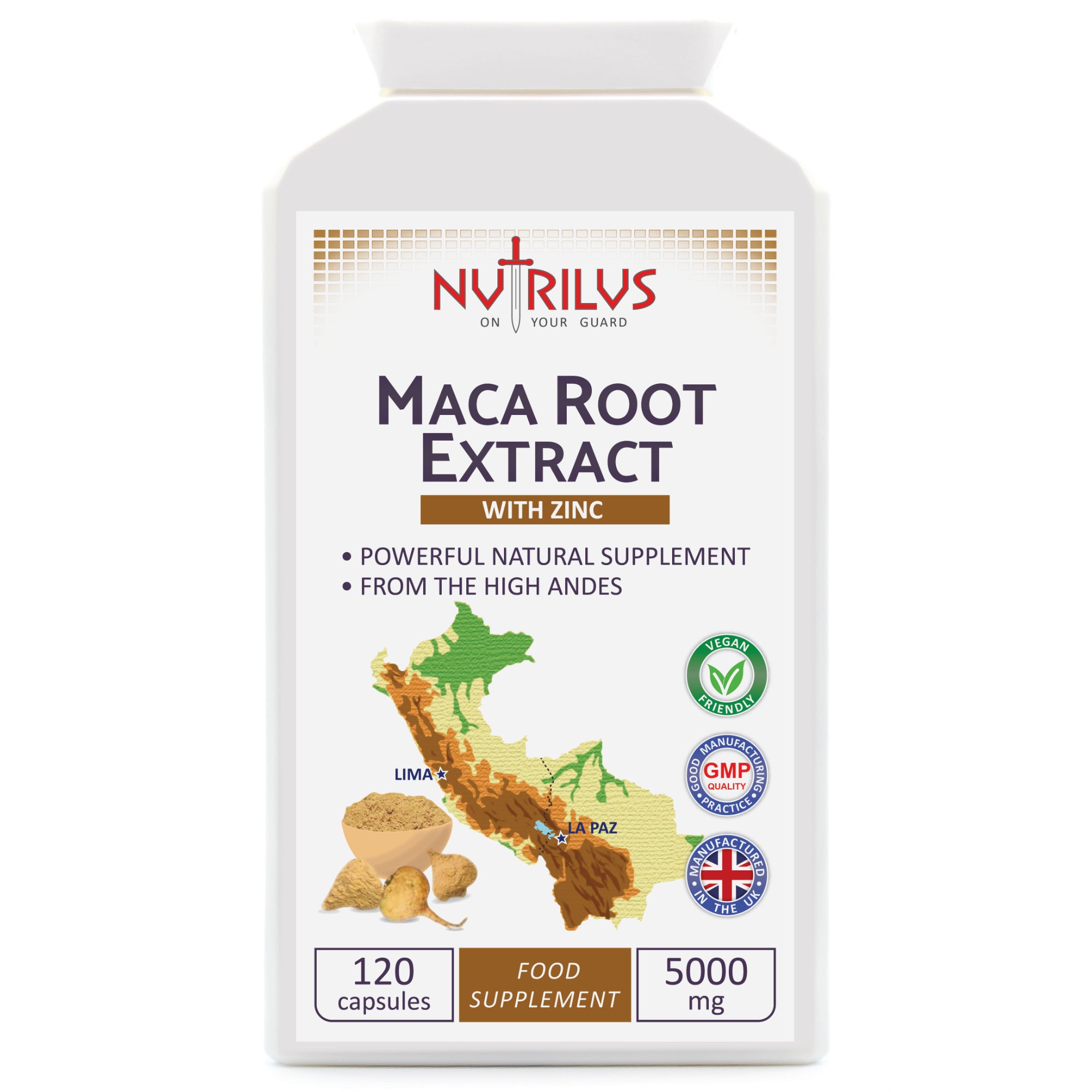 Maca Root Extract 120 Capsules 5000mg With Zinc