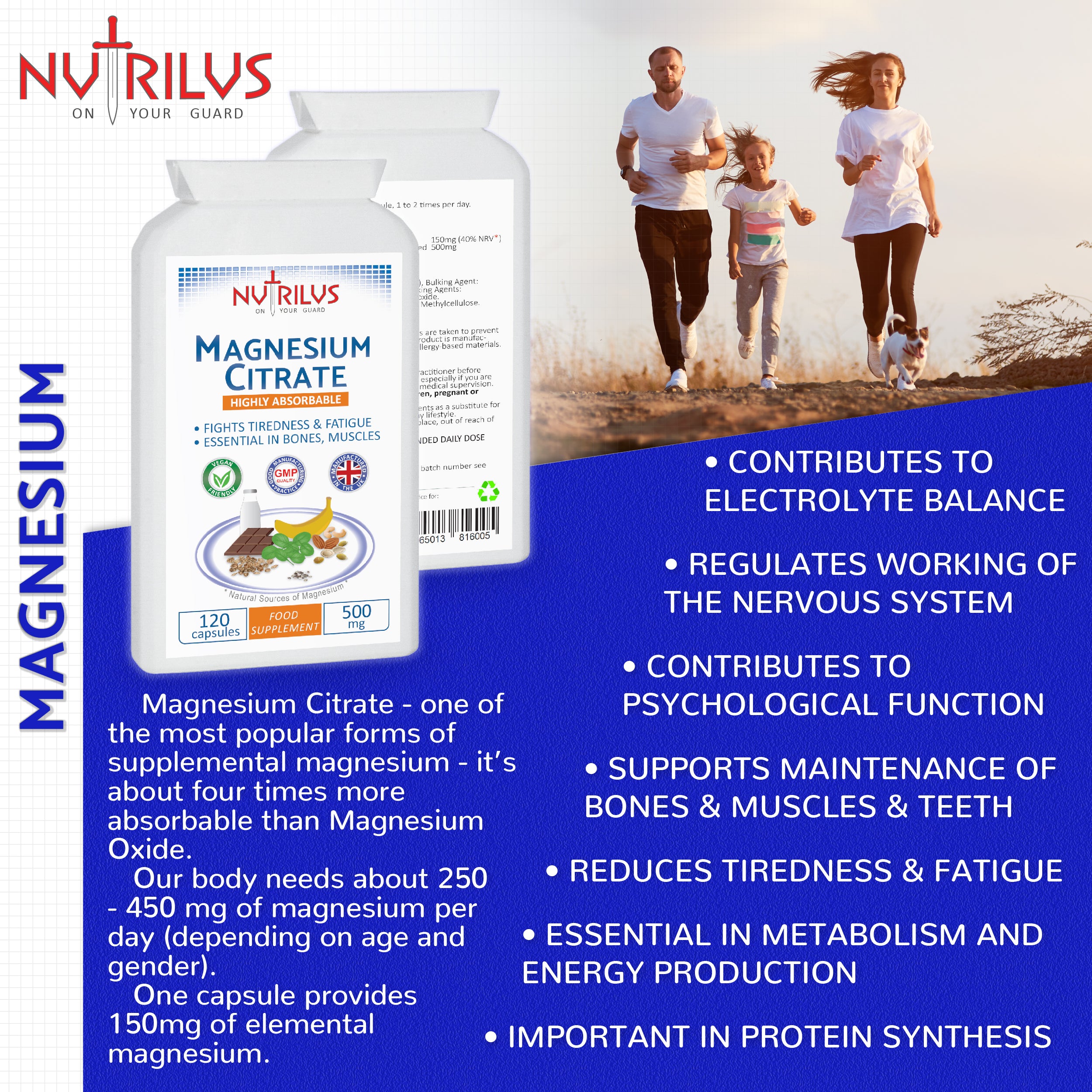 Magnesium Citrate 120 Capsules 500mg