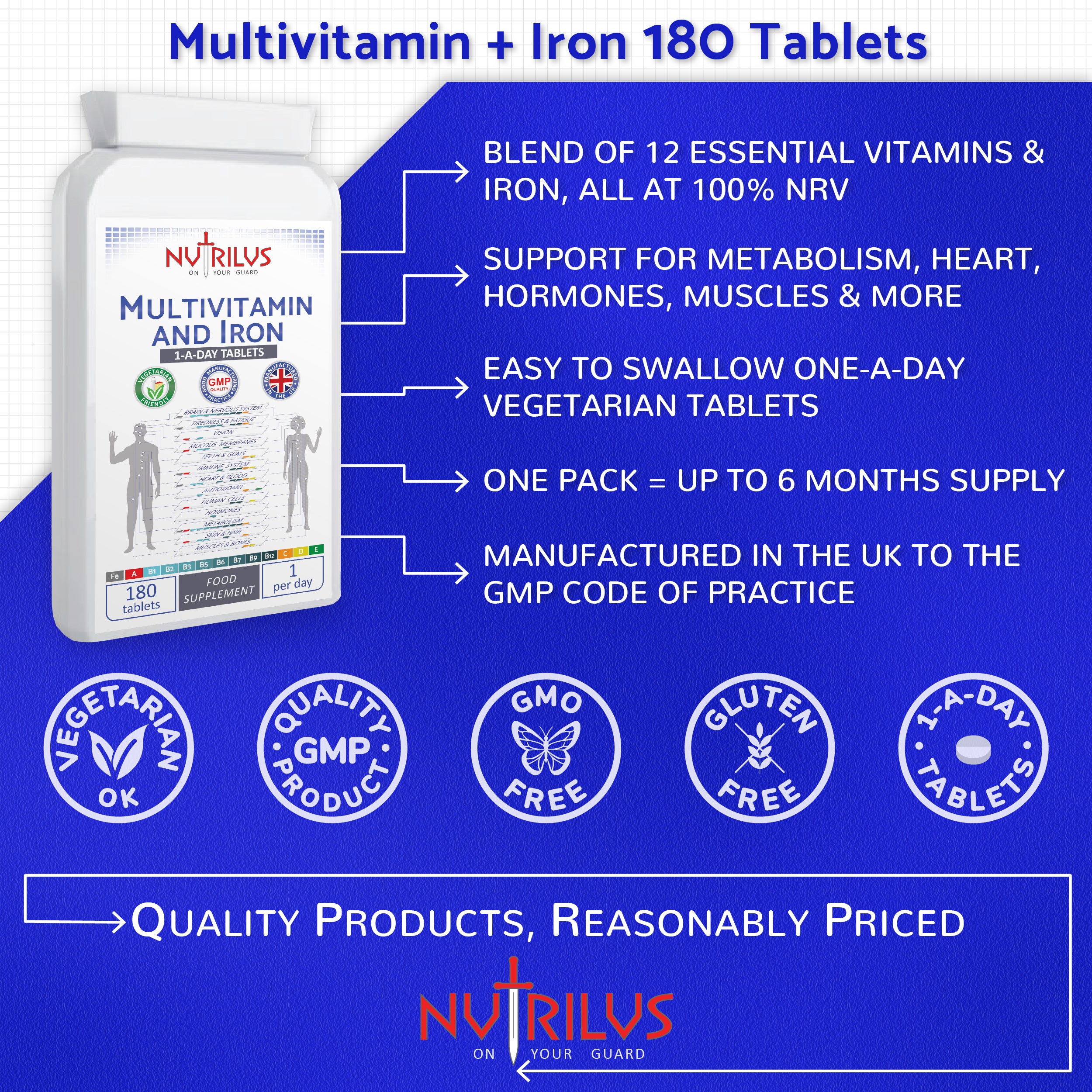 Multivitamin And Iron 180 Tablets