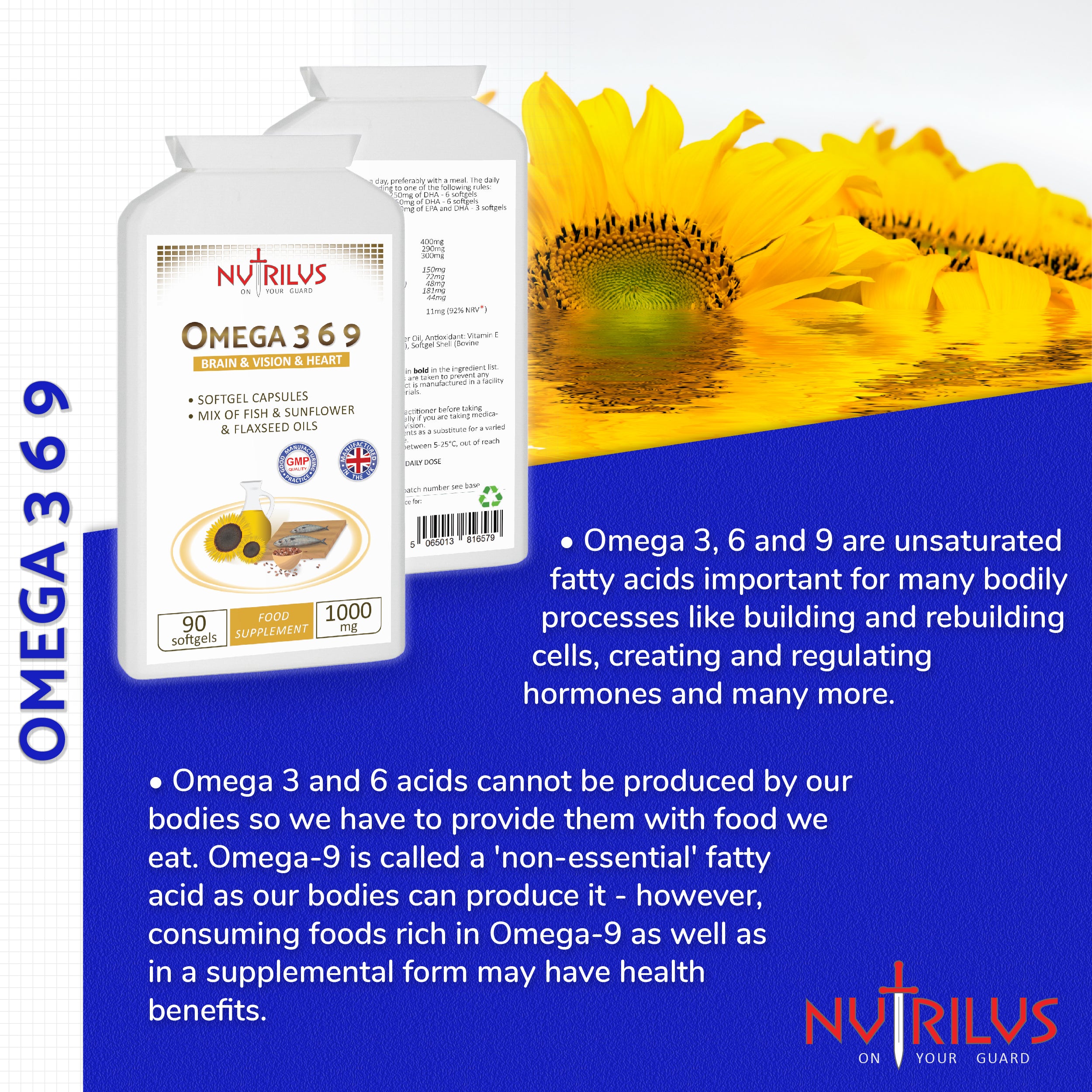 Omega 3 6 9 Oil Mix 90 Softgel Capsules 1000mg