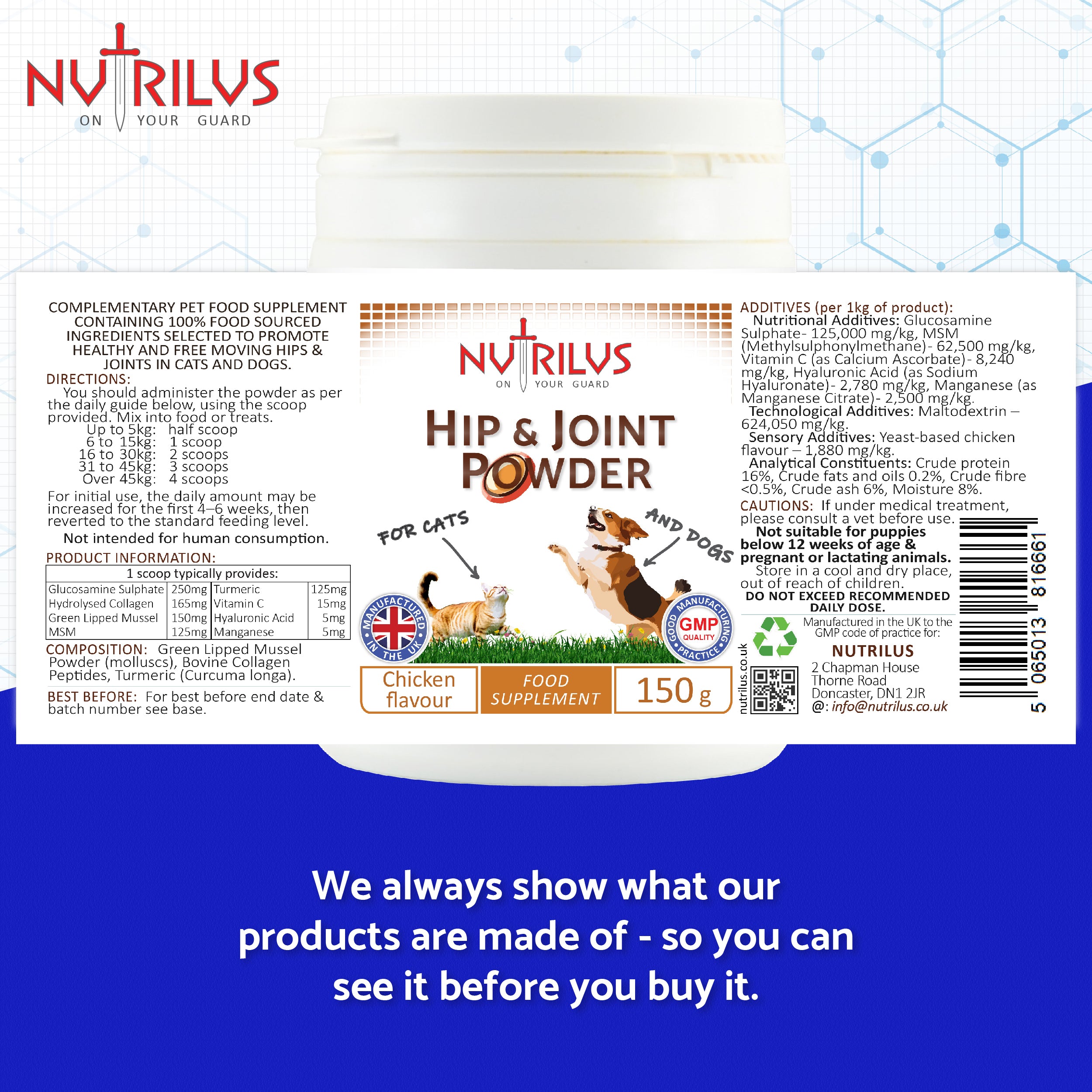 Pet Hip & Joint Powder for Cats & Dogs 150g
