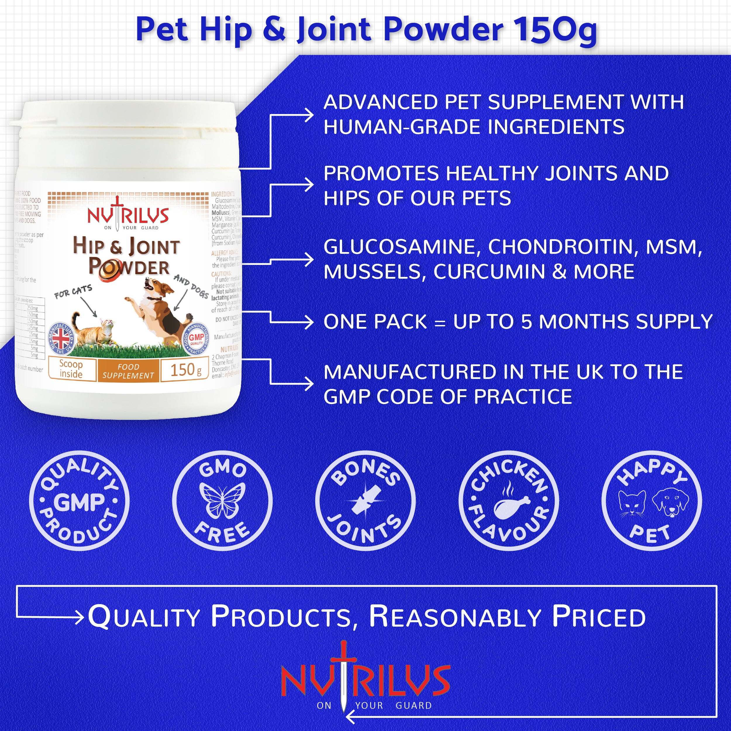 Pet Hip & Joint Powder for Cats & Dogs 150g