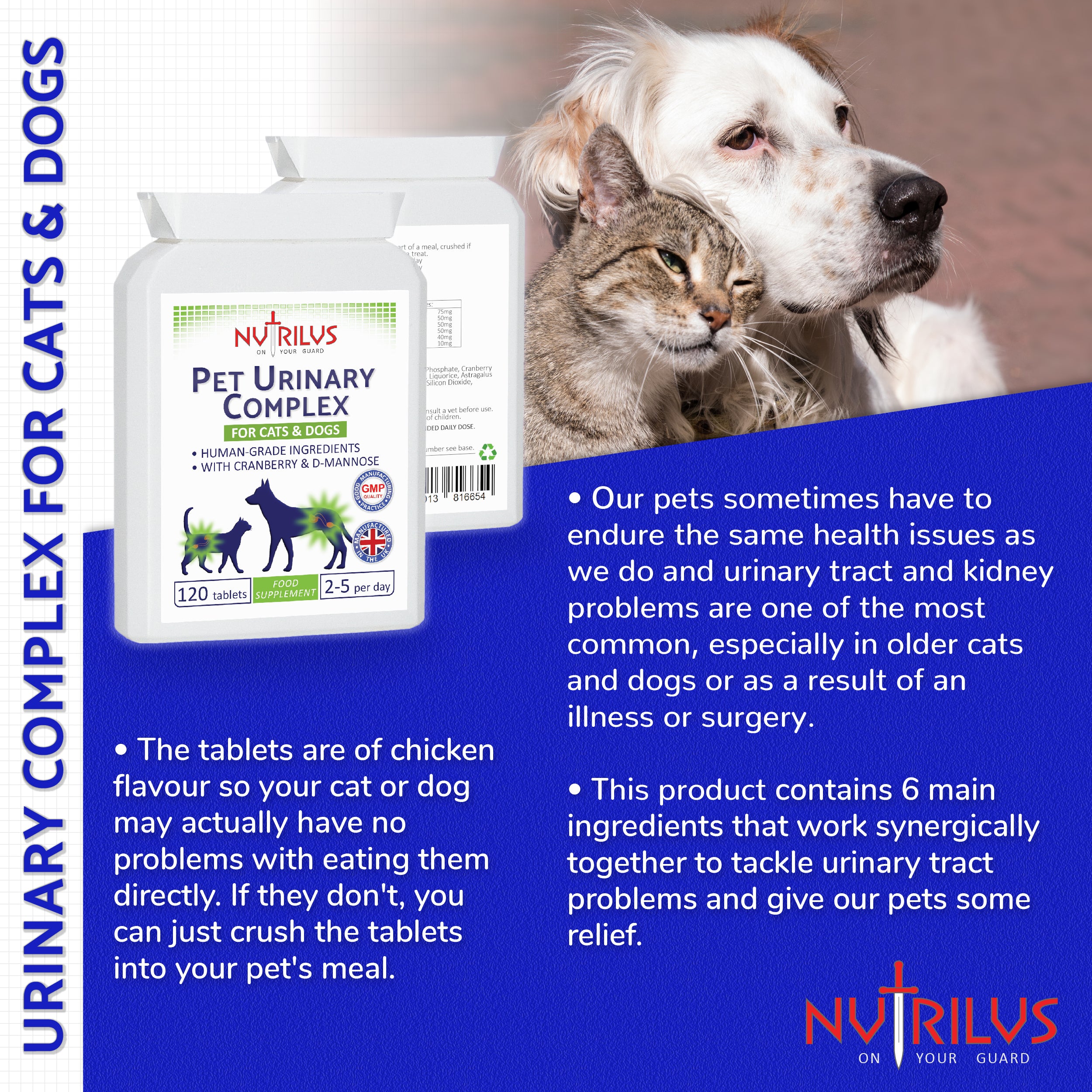 Pet Urinary Complex 120 Tablets for Cats & Dogs