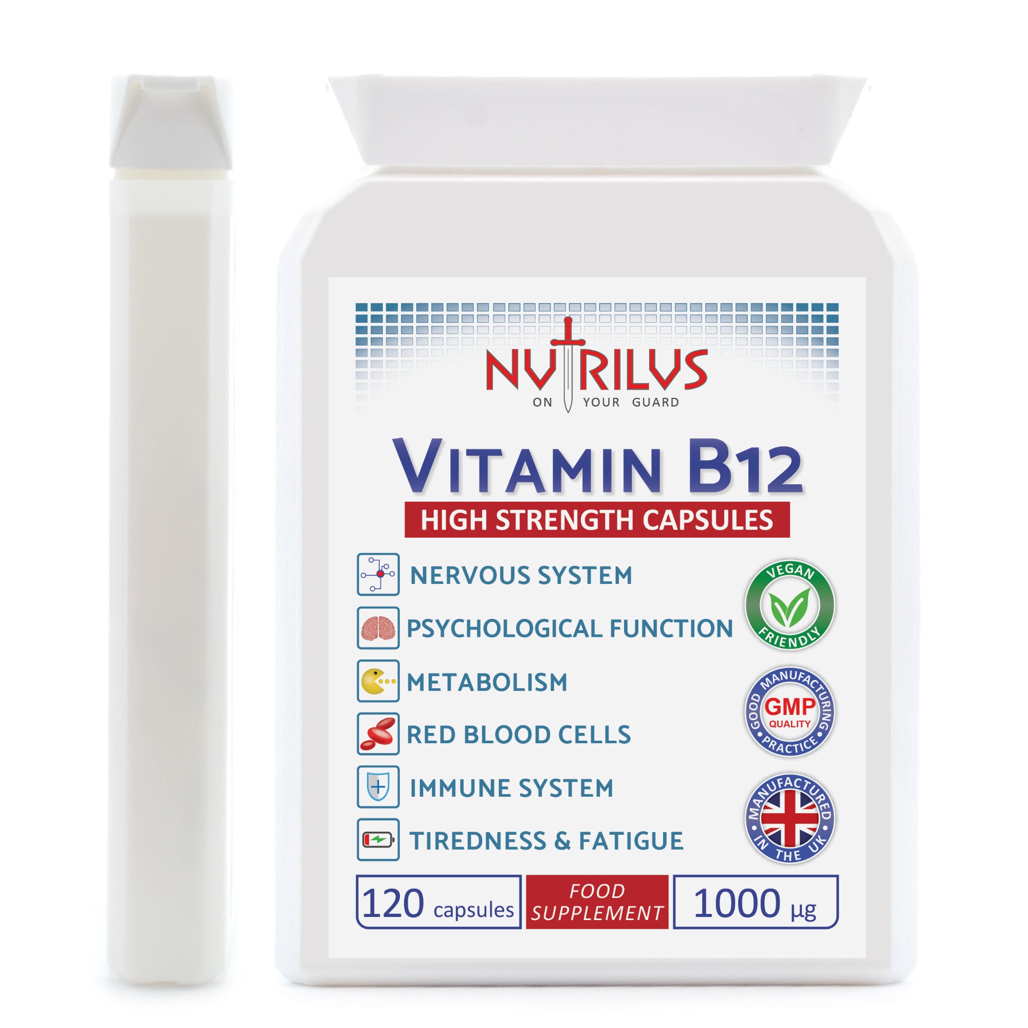 Vitamin B12 120 Capsules 1000µg - High Strength Methylcobalamin 1000mcg