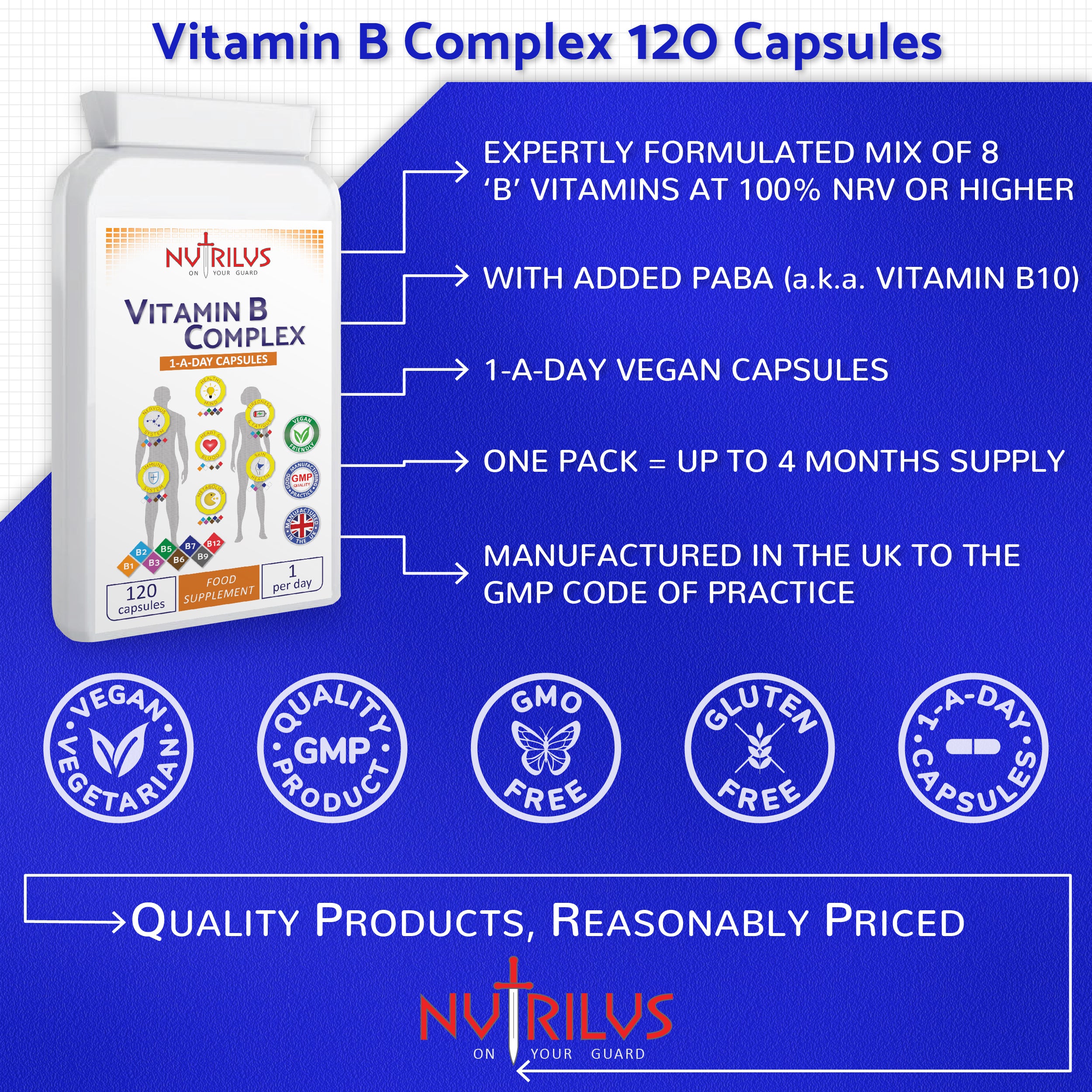 Vitamin B Complex 120 Daily Capsules