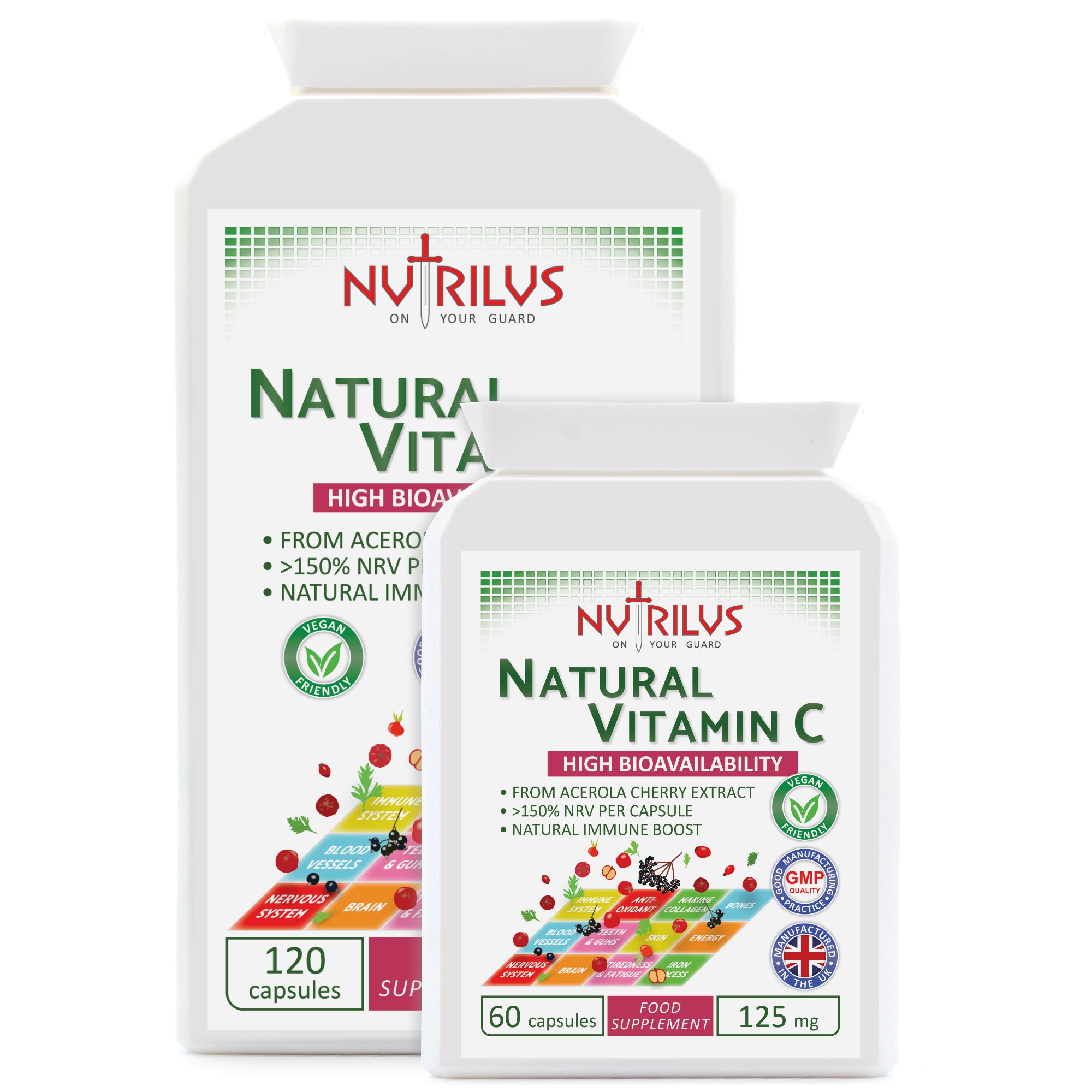 Natural Vitamin C from Acerola Cherry Capsules 125mg