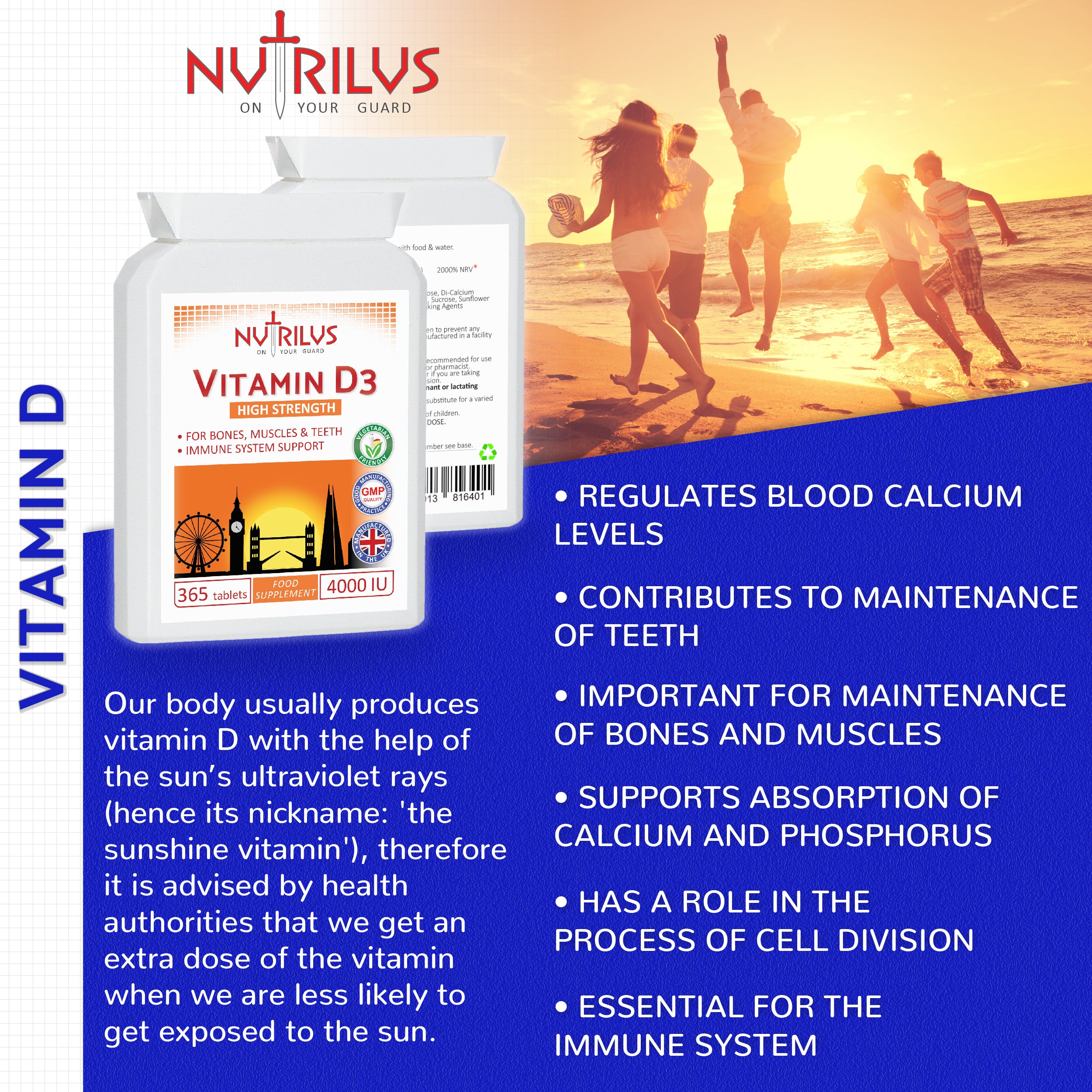 Vitamin D3 High Strength 4000 IU 365 Tablets