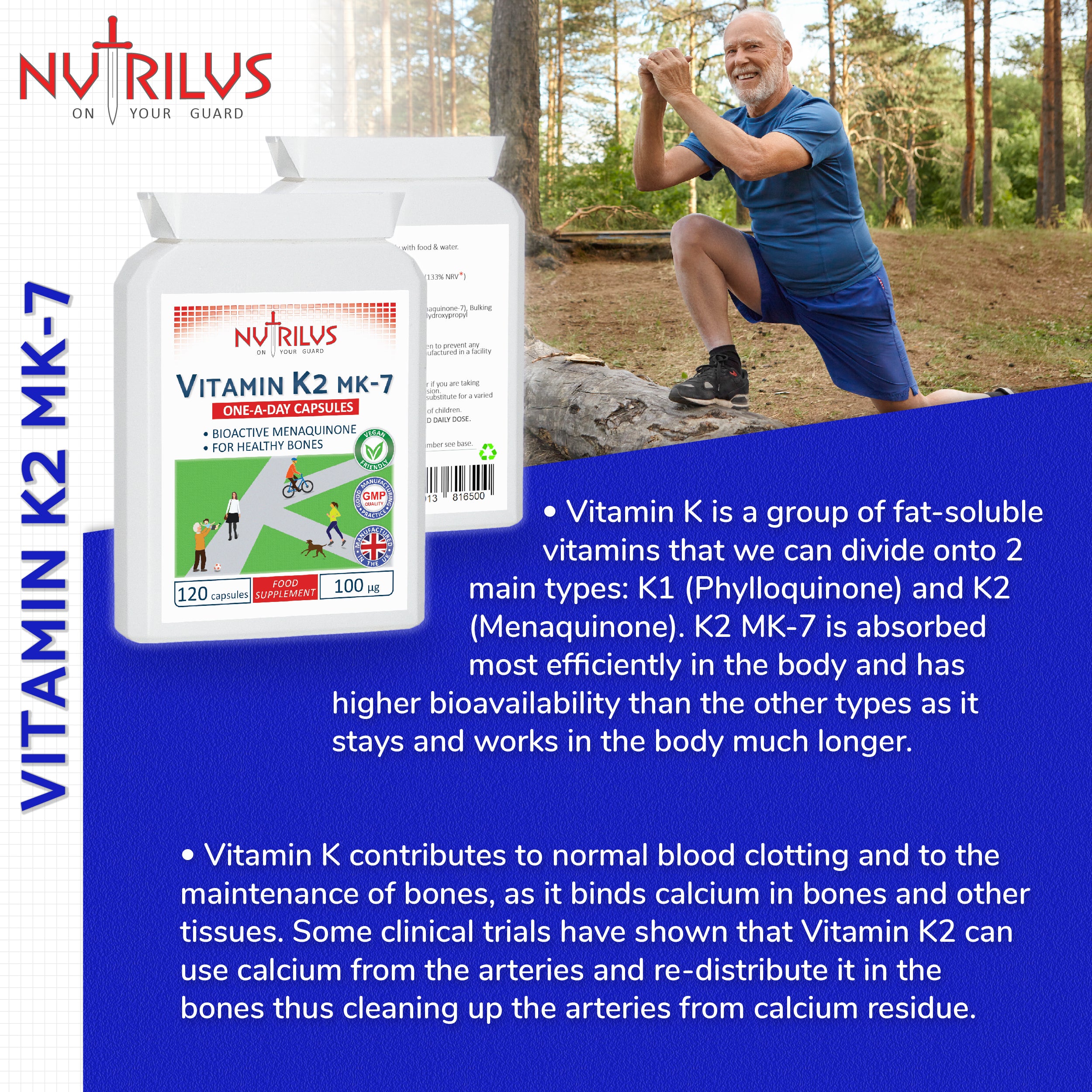 Vitamin K2 MK-7 120 Capsules 100µg